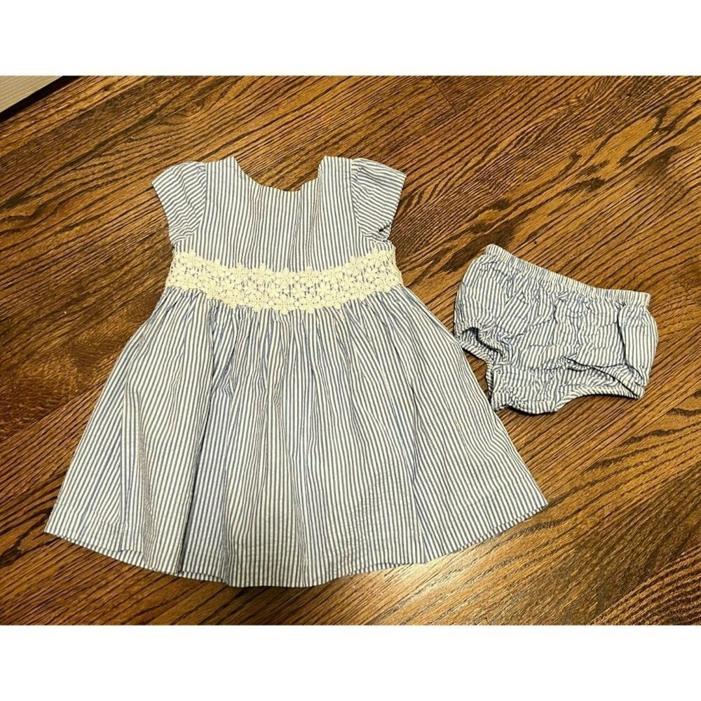 Polo Ralph Lauren | Blue Seersucker Dress with Bloomers Sz 12M